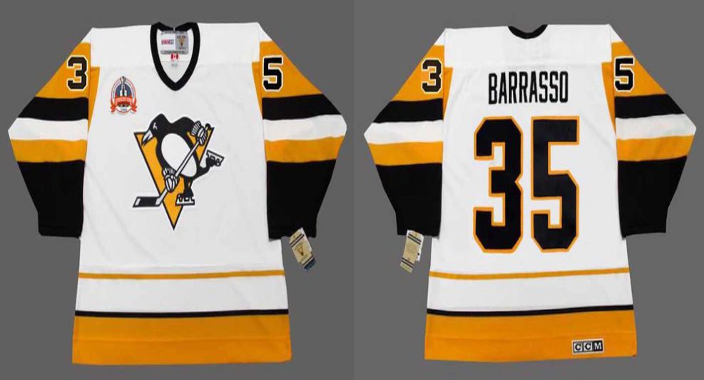 2019 Men Pittsburgh Penguins 35 Barrasso White yellow CCM NHL jerseys